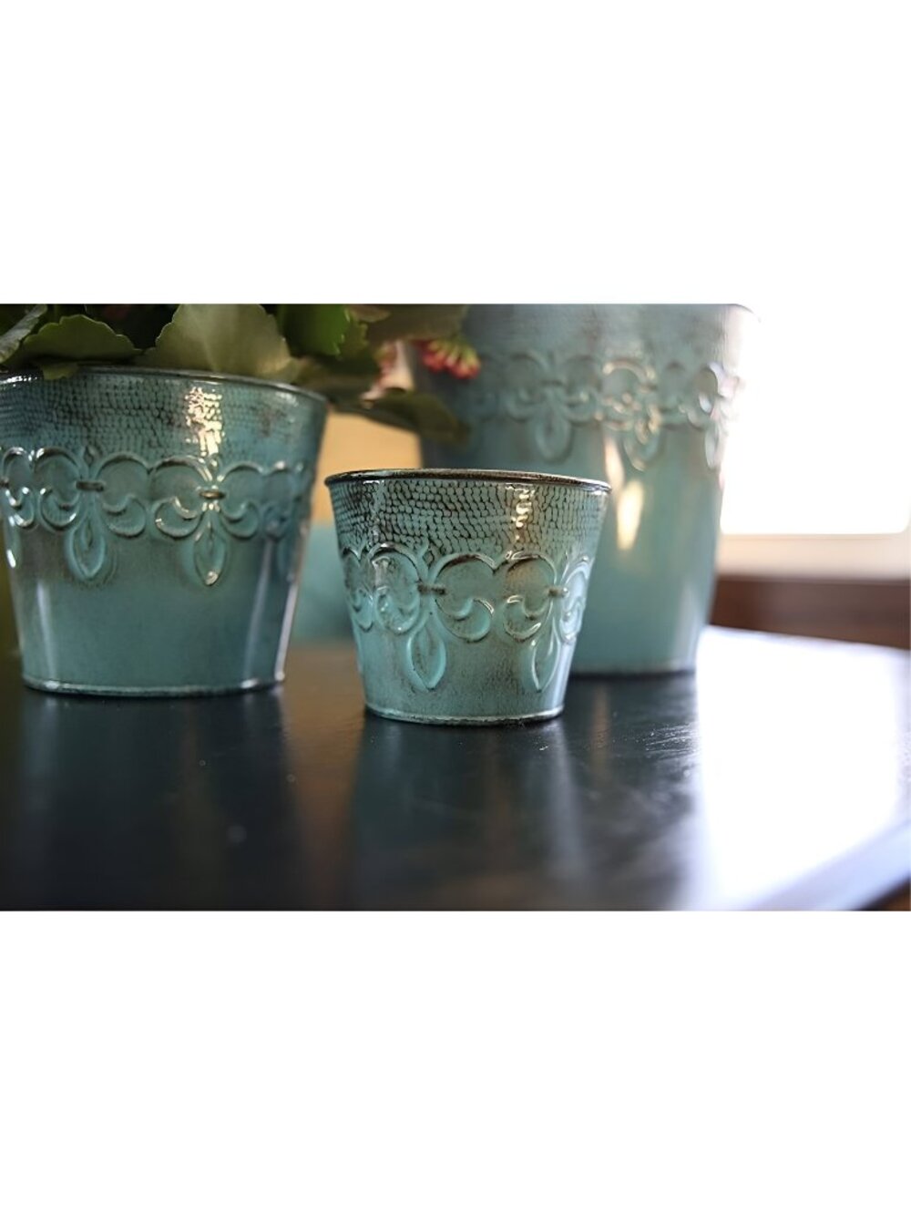 Robert Allen Fluer De Lis Series Metal Planter